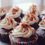 Chocolate cupcake with frosting and sprinkles