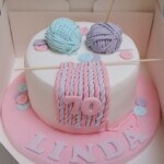 Knitting themed birthday cake