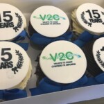Cupcake with brand logo and message on top